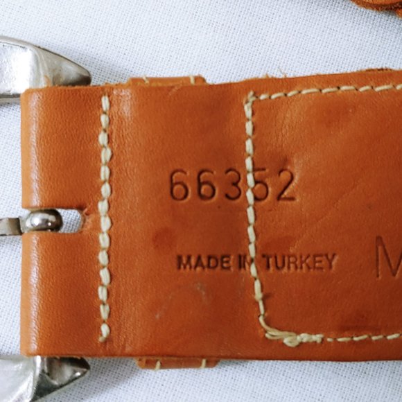 Braided Leather M Belt Made in Turkey Silver Metal Accents and Buckle main image 6